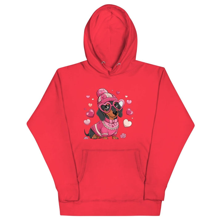 Love Dog Unisex Graphic Hoodie - Team Red - S - ArtyKoala