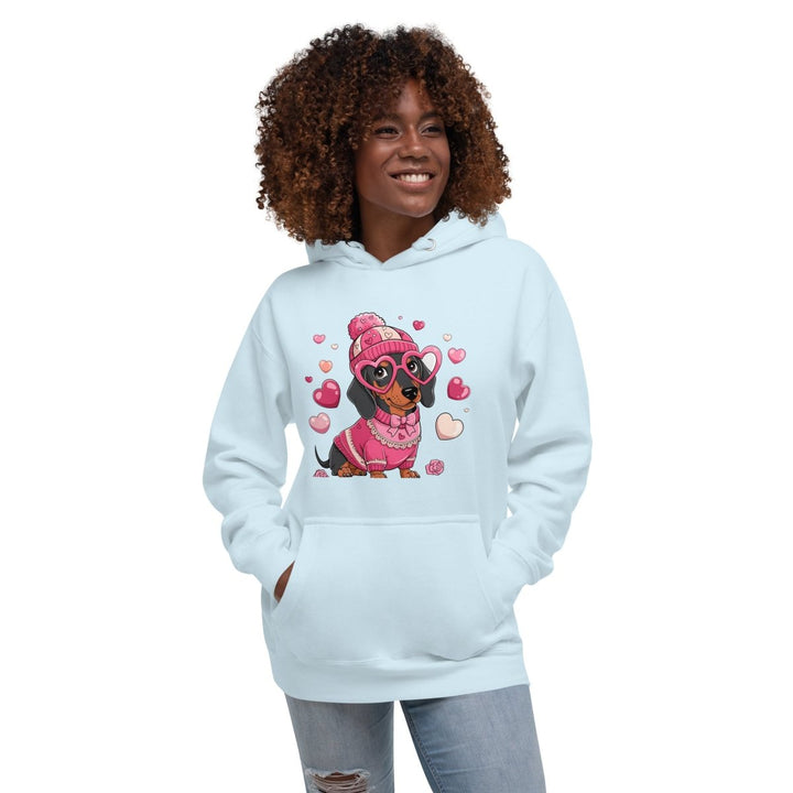 Love Dog Unisex Graphic Hoodie - Sky Blue - S - ArtyKoala