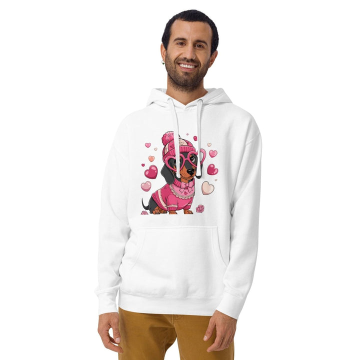 Love Dog Unisex Graphic Hoodie - White - S - ArtyKoala