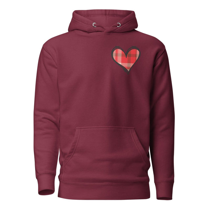 Love Heart Graphic Hoodie - Maroon - S - ArtyKoala