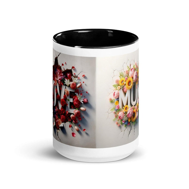 Love Mum Flover Colorful Print Mug - Black - 15 oz - ArtyKoala