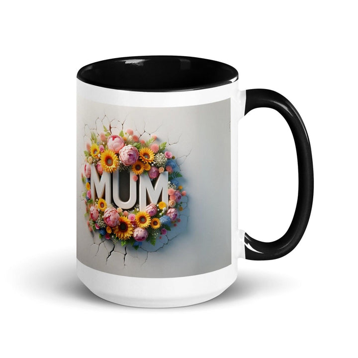 Love Mum Flover Colorful Print Mug - Black - 15 oz - ArtyKoala