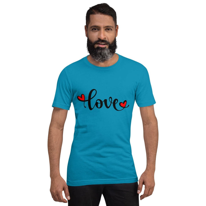 Love Valentine's Day Graphic Tee - Aqua - S - ArtyKoala