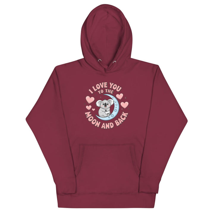 Love You Koala Graphic Hoodie - Maroon - S - ArtyKoala