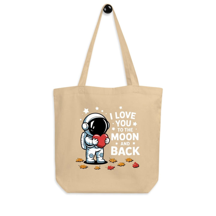 Love You Moon Astronaut Custom Tote Bag - Oyster-ArtyKoala