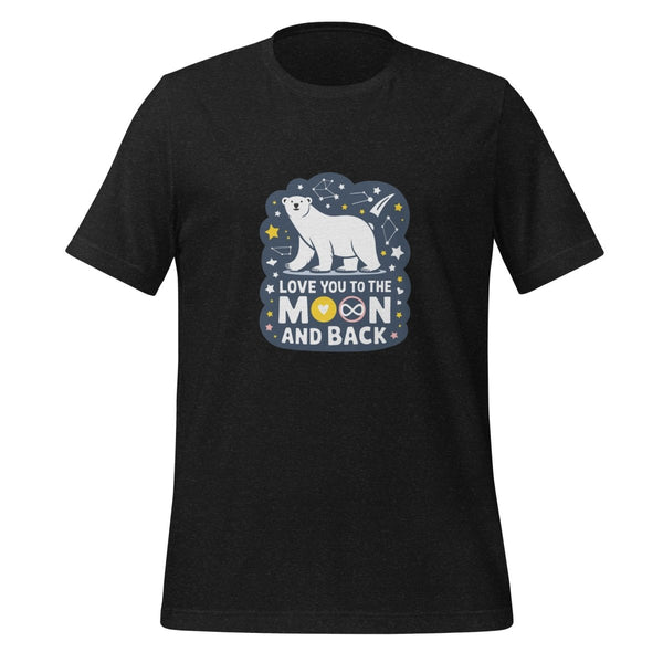 Love You to Moon And Back Bear Graphic Tee - Black Heather - XS - ArtyKoala