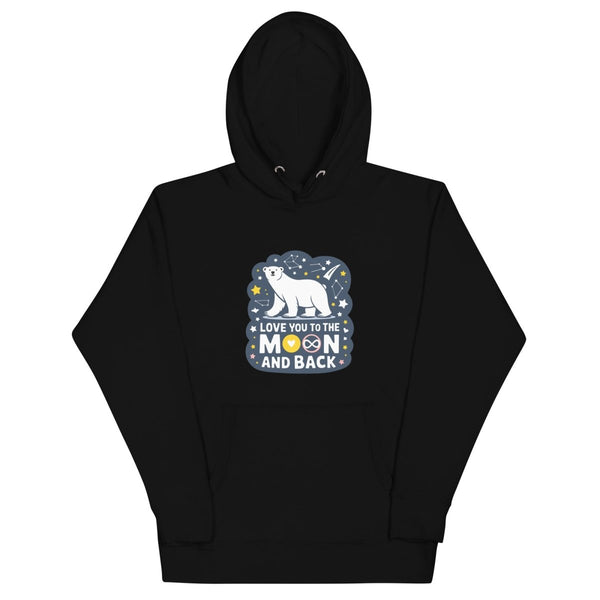 Love You to Moon Back Bear Graphic Hoodie - Black - S - ArtyKoala