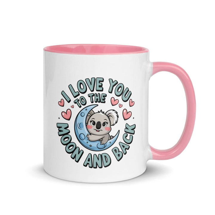 Love You to Moon Koala Colorful Print Mug - Pink - 11 oz - ArtyKoala