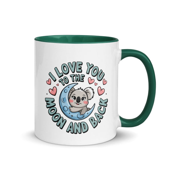 Love You to Moon Koala Colorful Print Mug - Dark green - 11 oz - ArtyKoala