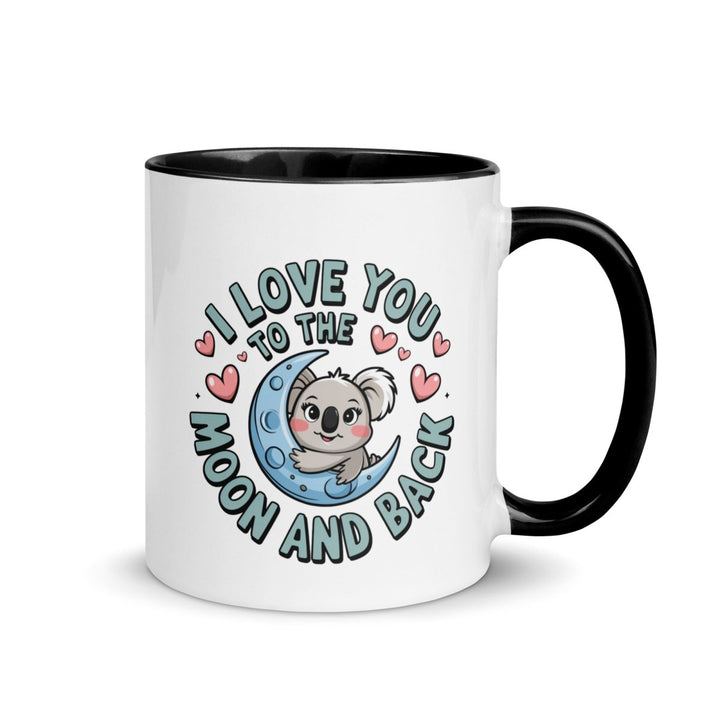 Love You to Moon Koala Colorful Print Mug - Black - 11 oz - ArtyKoala