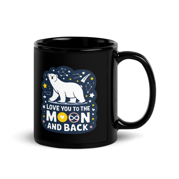 Love You to the Moon & Back Bear Black Glossy Mug - 11 oz - ArtyKoala