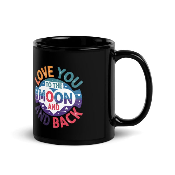 Love You to the Moon & Back Logo Black Glossy Mug - 11 oz - ArtyKoala