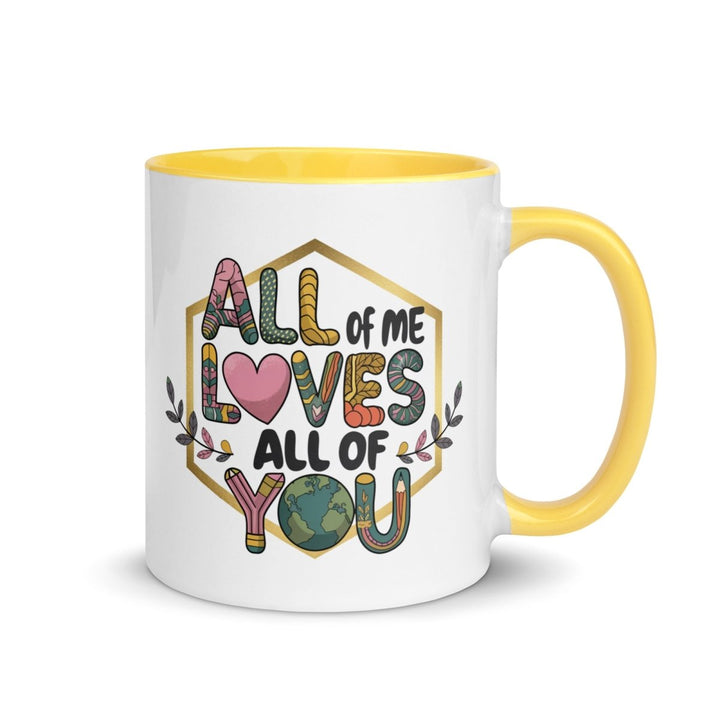 Loves My Valentine Colorful Print Mug - Yellow - 11 oz - ArtyKoala