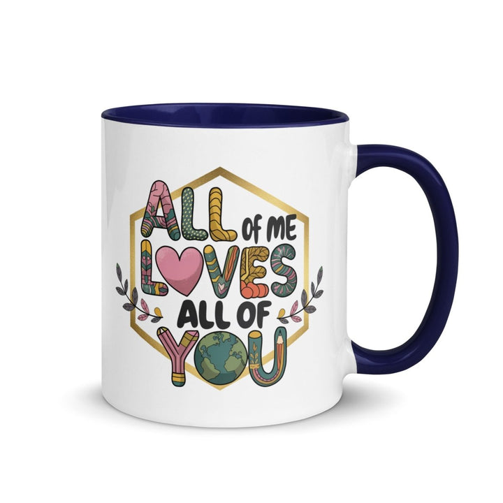 Loves My Valentine Colorful Print Mug - Dark Blue - 11 oz - ArtyKoala