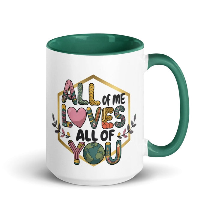 Loves My Valentine Colorful Print Mug - Dark green - 15 oz - ArtyKoala