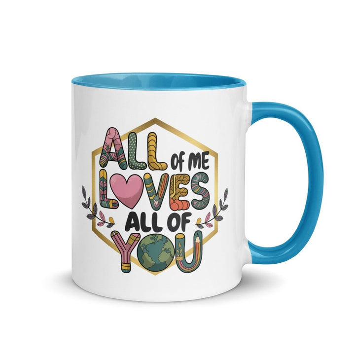 Loves My Valentine Colorful Print Mug - Blue - 11 oz - ArtyKoala