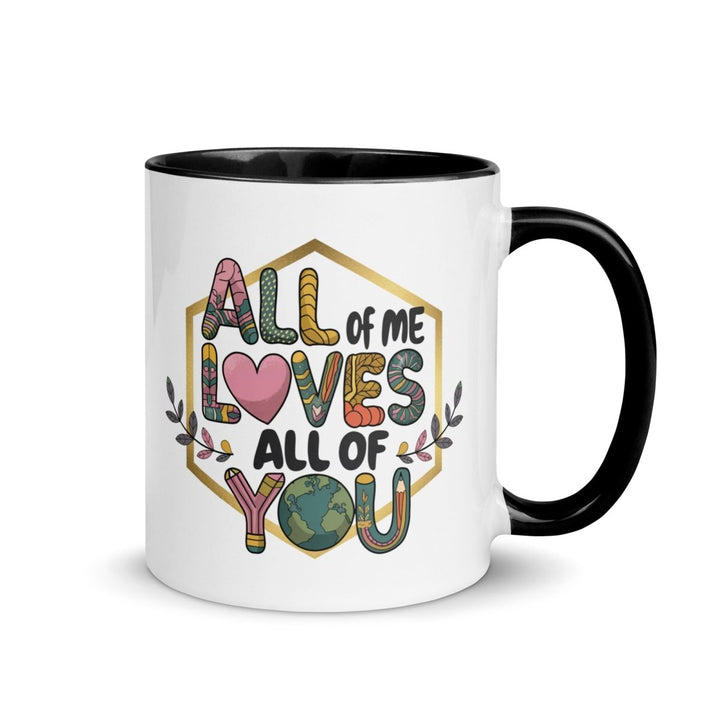 Loves My Valentine Colorful Print Mug - Black - 11 oz - ArtyKoala