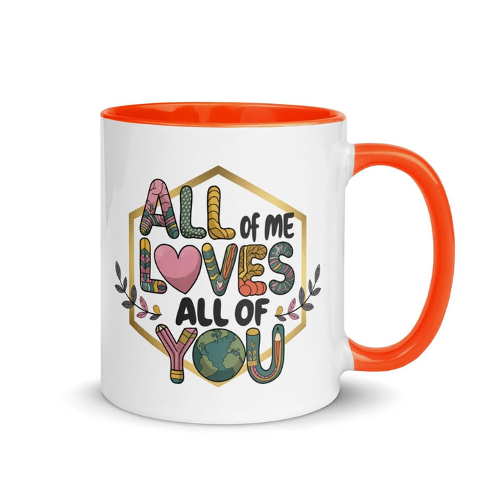 Loves My Valentine Colorful Print Mug - Orange - 11 oz - ArtyKoala