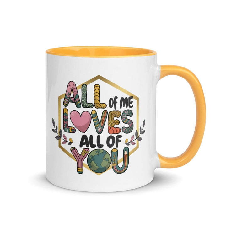 Loves My Valentine Colorful Print Mug - Golden Yellow - 11 oz - ArtyKoala