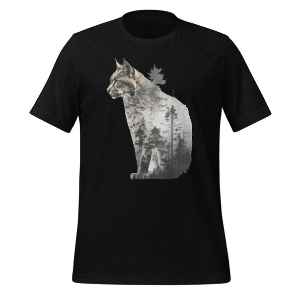 Lynx and Nature Graphic Tee - Black - S - ArtyKoala