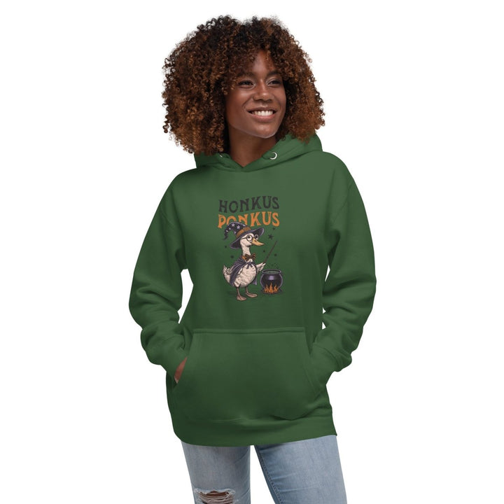 Magician Duck Halloween Graphic Hoodie - Forest Green - S - ArtyKoala
