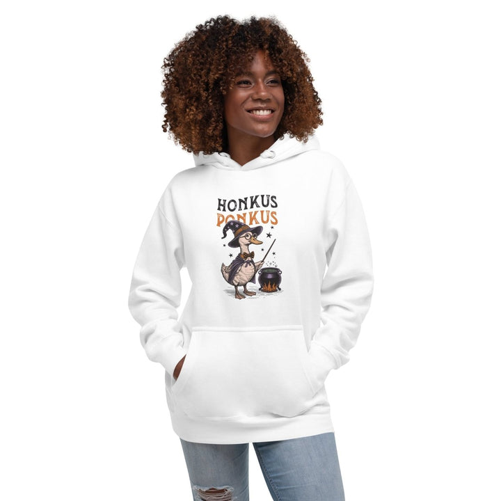 Magician Duck Halloween Graphic Hoodie - White - S - ArtyKoala