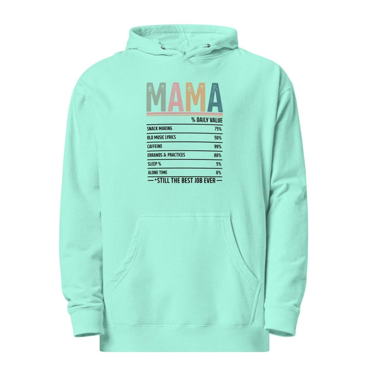 Mama % Daily Value Graphic Hoodie - Mint - S - ArtyKoala