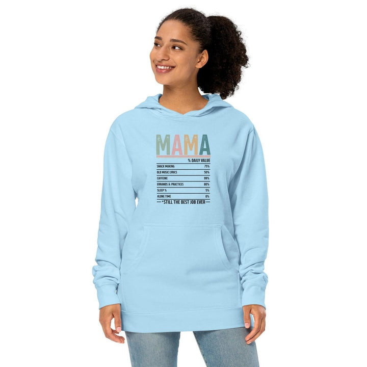Mama % Daily Value Graphic Hoodie - Blue Aqua - S - ArtyKoala