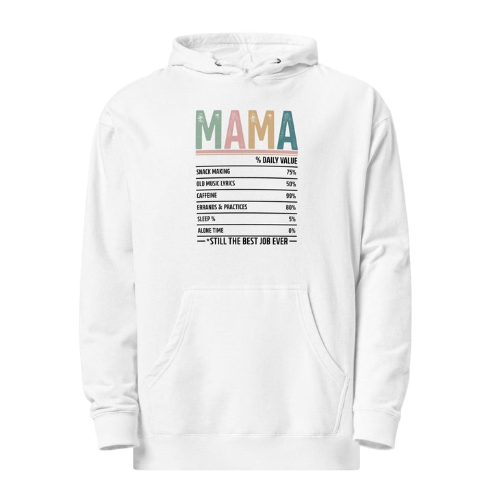 Mama % Daily Value Graphic Hoodie - White - S - ArtyKoala