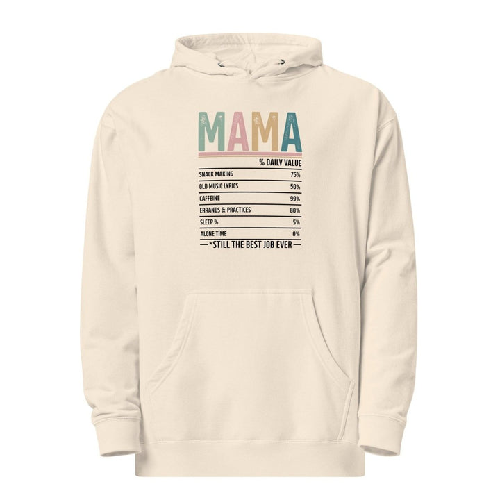 Mama % Daily Value Graphic Hoodie - Bone - S - ArtyKoala