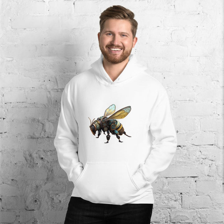 Mechanical Bee Graphic Hoodie - White - S - ArtyKoala