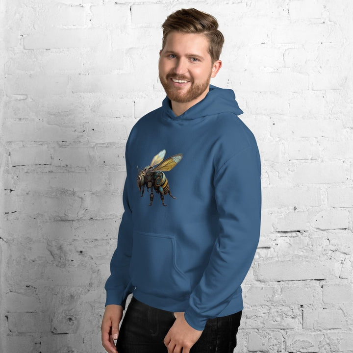 Mechanical Bee Graphic Hoodie - Light Blue - S - ArtyKoala