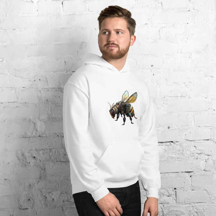 Mechanical Bee Graphic Hoodie - White - S - ArtyKoala