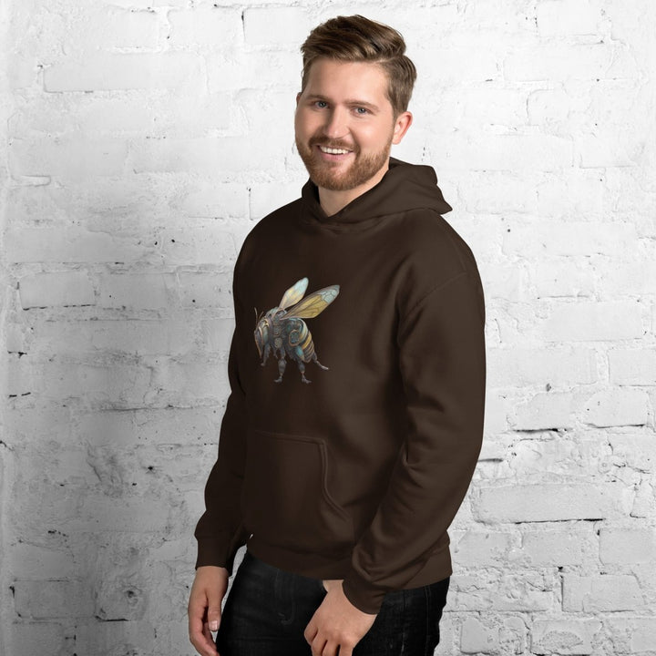 Mechanical Bee Graphic Hoodie - Dark Chocolate - S - ArtyKoala