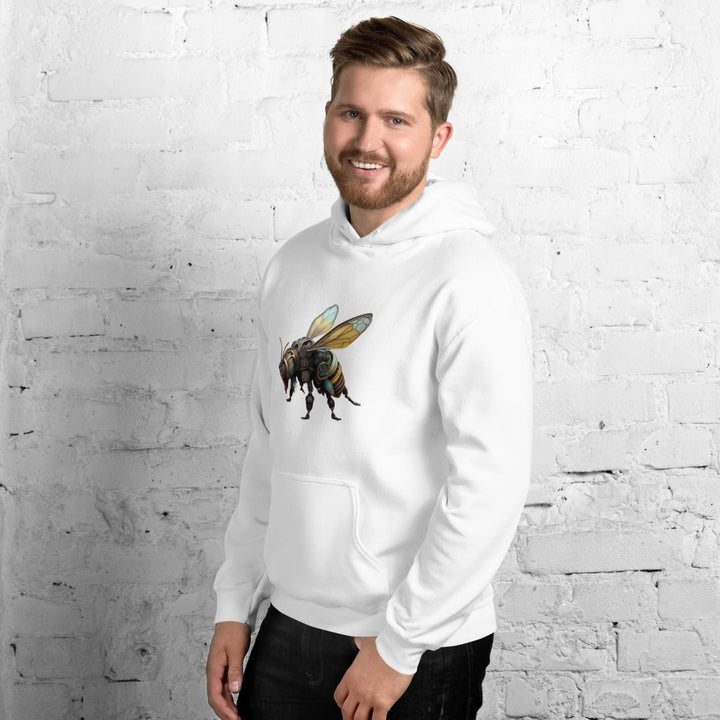 Mechanical Bee Graphic Hoodie - White - S - ArtyKoala