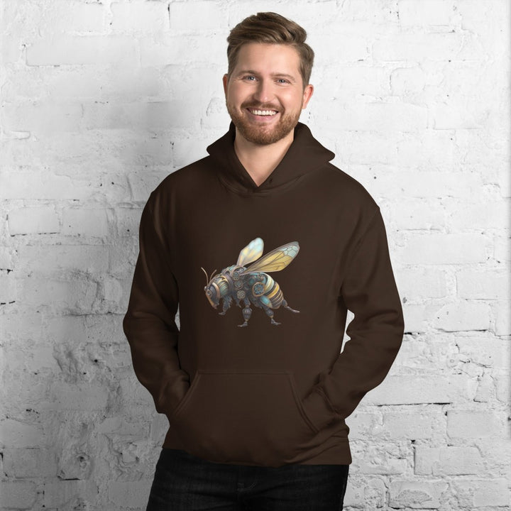 Mechanical Bee Graphic Hoodie - Dark Chocolate - S - ArtyKoala
