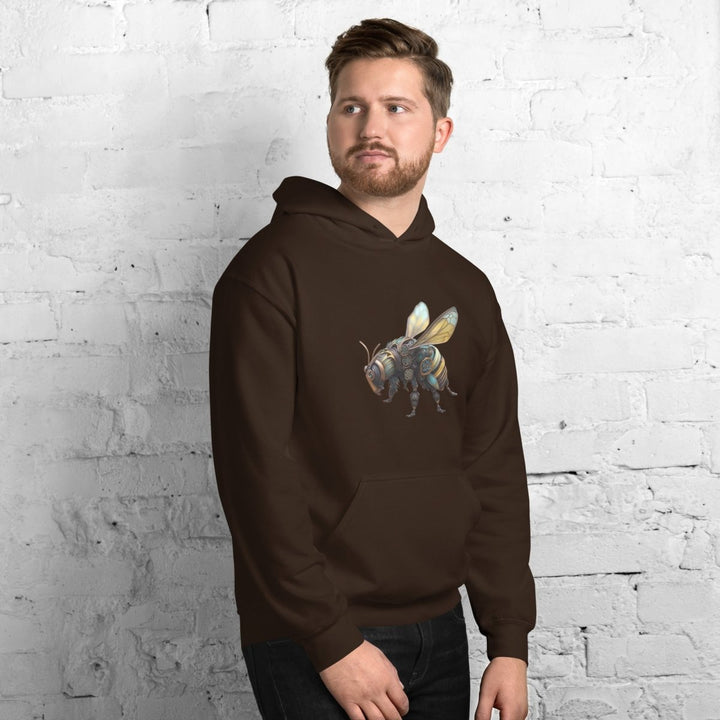 Mechanical Bee Graphic Hoodie - Dark Chocolate - S - ArtyKoala