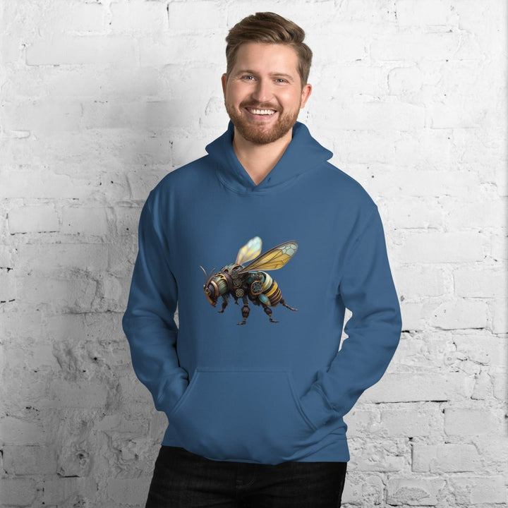 Mechanical Bee Graphic Hoodie - Light Blue - S - ArtyKoala