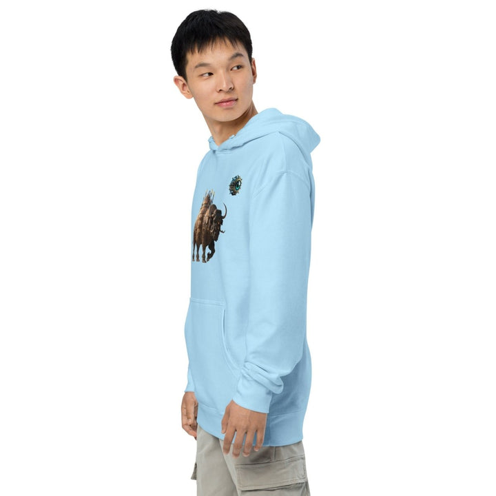 Mechanical Bison and Eye Graphic Hoodie - Blue Aqua - S - ArtyKoala