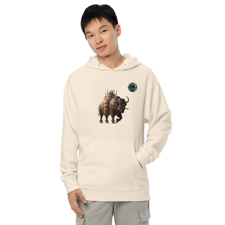 Mechanical Bison and Eye Graphic Hoodie - Bone - S - ArtyKoala