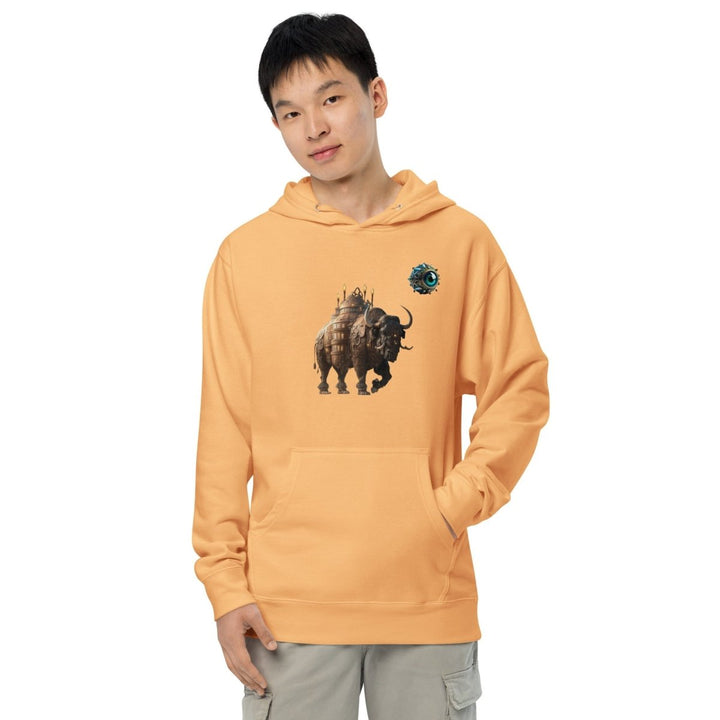 Mechanical Bison and Eye Graphic Hoodie - Peach - S - ArtyKoala