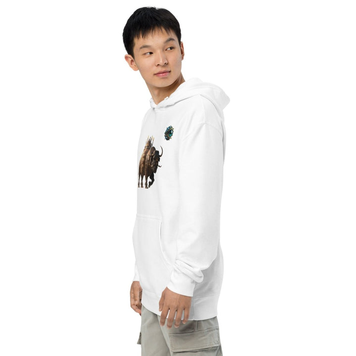 Mechanical Bison and Eye Graphic Hoodie - White - S - ArtyKoala