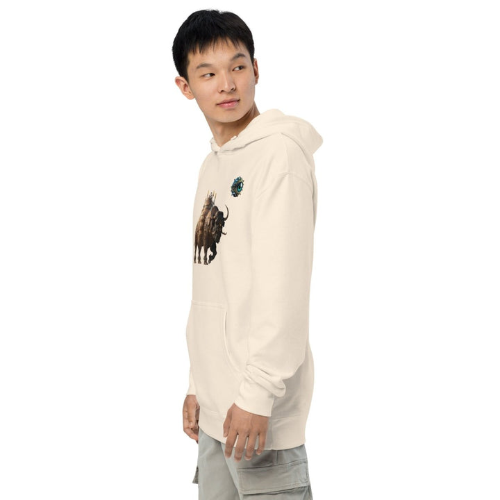 Mechanical Bison and Eye Graphic Hoodie - Bone - S - ArtyKoala