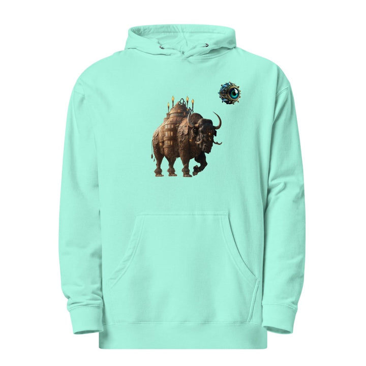 Mechanical Bison and Eye Graphic Hoodie - Mint - S - ArtyKoala