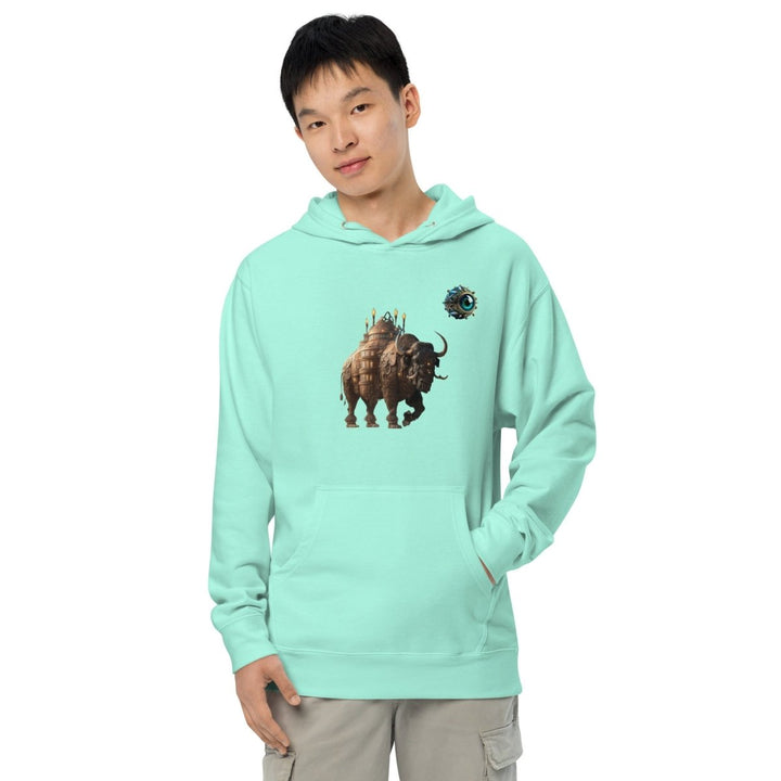 Mechanical Bison and Eye Graphic Hoodie - Mint - S - ArtyKoala