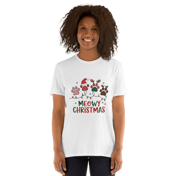 Meowy Cat Christmas Graphic Tee - Sand - S - ArtyKoala