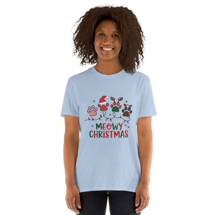 Meowy Cat Christmas Graphic Tee - Natural - S - ArtyKoala