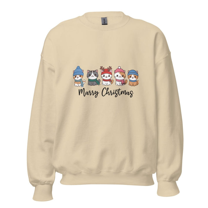 Meowy Cats Christmas Graphic Sweatshirt - Sand - S - ArtyKoala