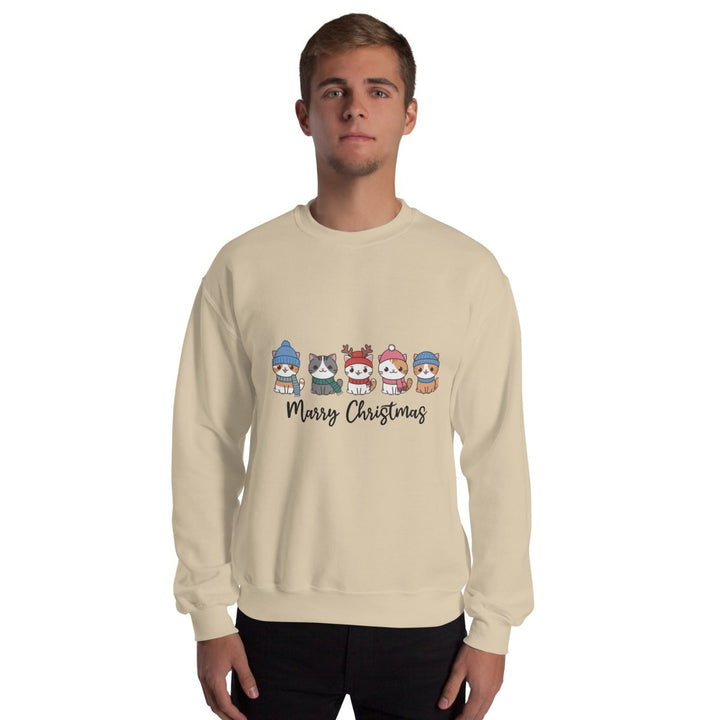 Meowy Cats Christmas Graphic Sweatshirt - Sand - S - ArtyKoala