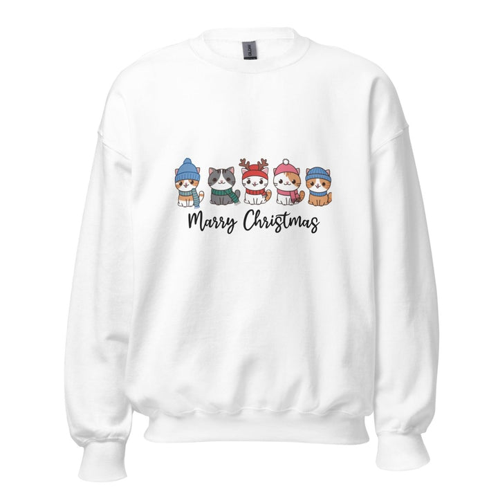 Meowy Cats Christmas Graphic Sweatshirt - White - S - ArtyKoala